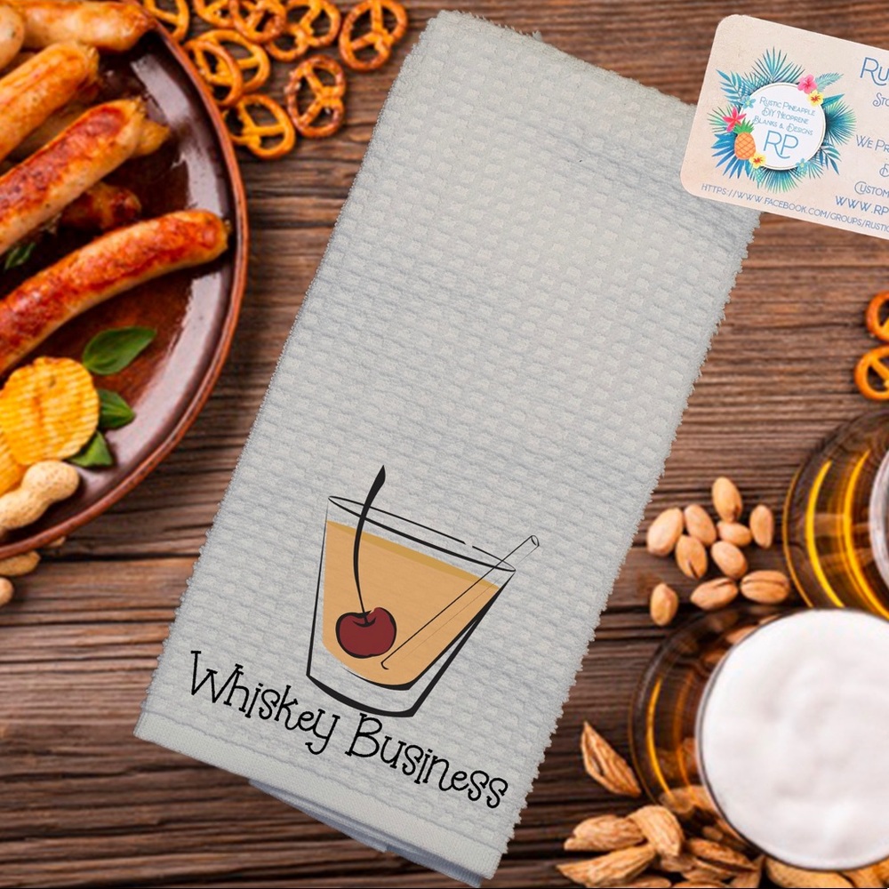 Whiskey Business Waffle Weave Towel